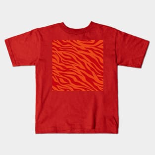 Tiger Print Two Toned Red Kids T-Shirt